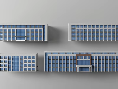 Modern Office Building Exterior Design With Glass Windows And Symmetrical Facade 3d model