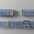 Modern Office Building Exterior Design With Glass Windows And Symmetrical Facade