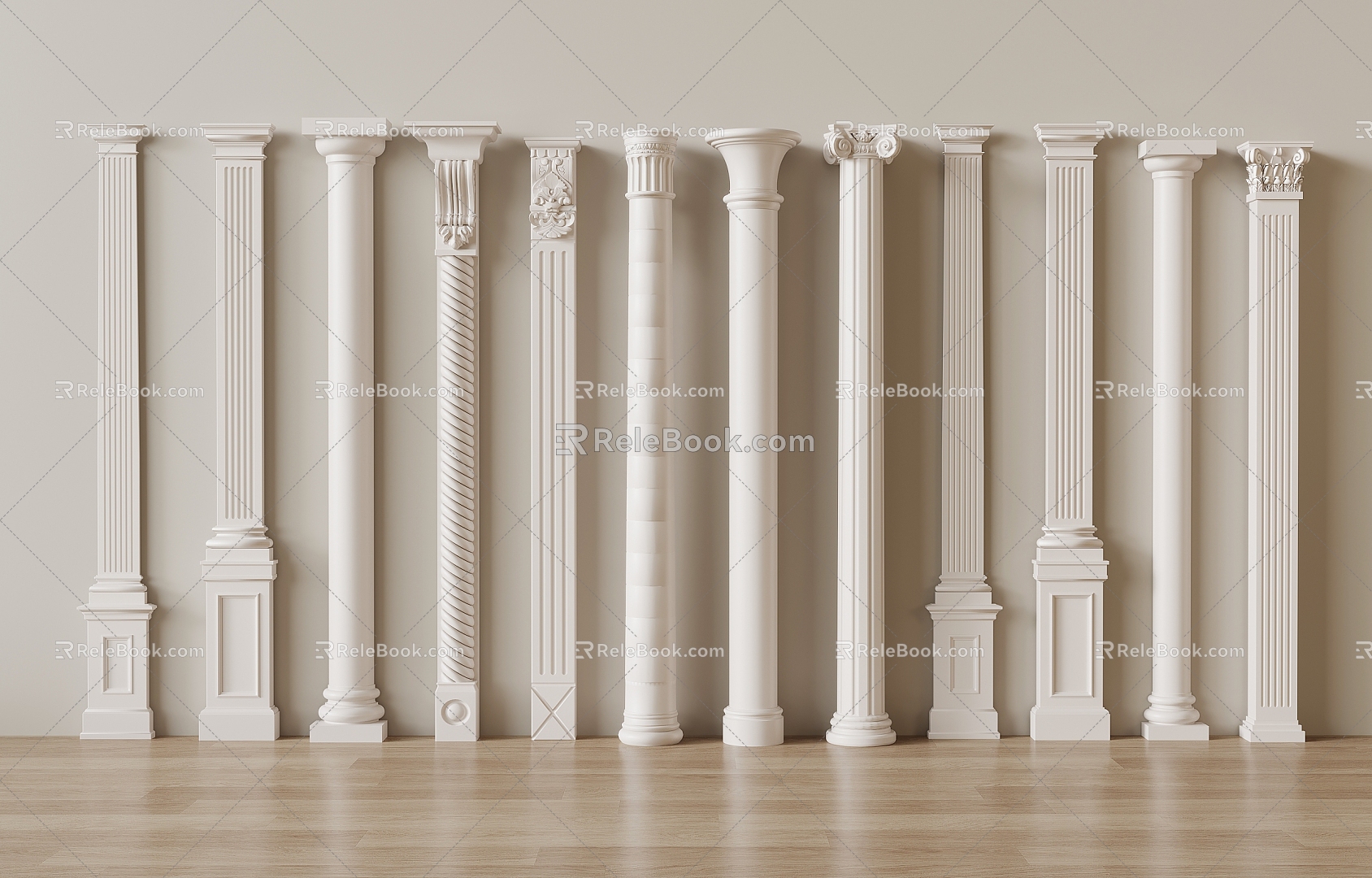 European Roman Column Decorative Column Cylindrical Square Column 3d model