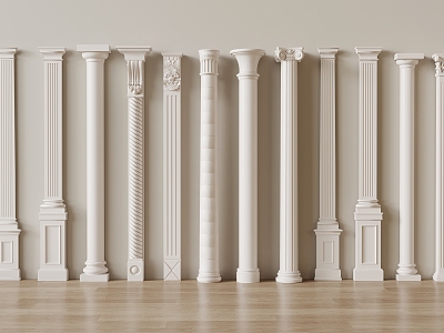 European Roman Column Decorative Column Cylindrical Square Column 3d model