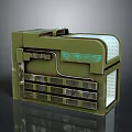 Tactical Military Weapon System Featuring Green Mechanical Structure Metal Grilles And Handle Panel