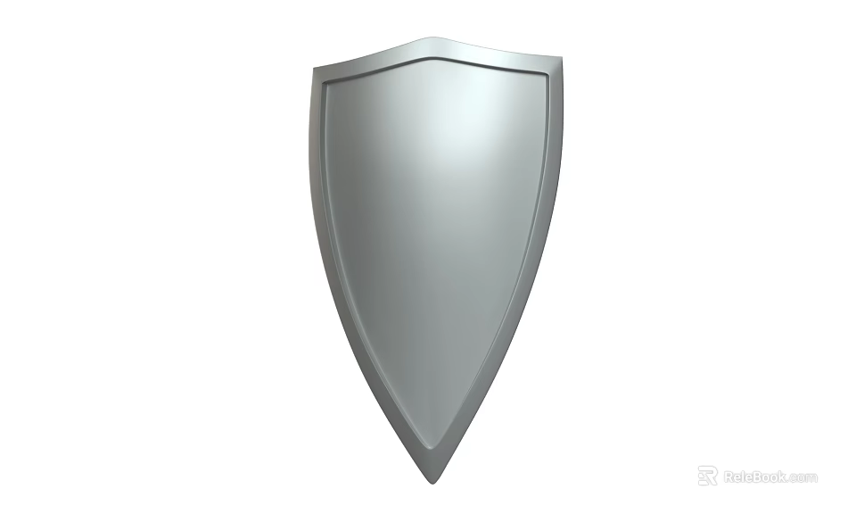 Silver Metal Shield for Protection with Smooth Surface and Classic Design Shape 3d model 