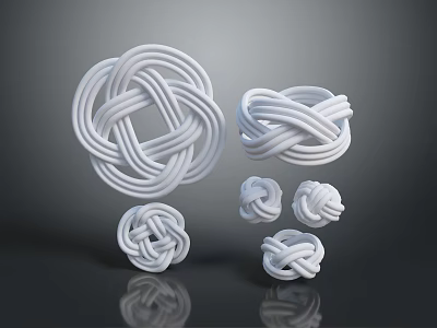 White Knotted Rope Decorative Items In Various Sizes For Modern Home Living 3d model