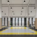 Modern Indoor Sports Hall With Badminton Court And Large Windows