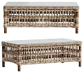 Natural Wicker Coffee Table Design With Glass Top And Sturdy Rattan Frame