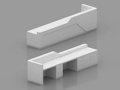 Modern Reception Desk Design With White Surface Drawers And Cabinets For Office Front Area 3d model