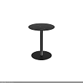 Black Round Modern Coffee Table With Sleek Tall Slim Leg And Circular Base 3d model