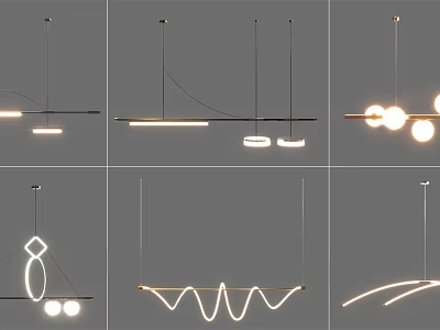 Sleek Modern Chandeliers Featuring Geometric Lines Curved Shapes And LED Lights 3d model