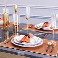 Modern Tableware Ornaments Combination 3d model