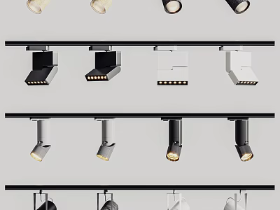 Contemporary Downlights And Spotlights In Various Styles With Track Mounted Design And Color Options 3d model