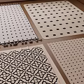 Square Rugs Featuring Woven Tassels and Geometric Dot Patterns