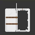 White Industrial Gate With Brown Straps Bolts And Reflective Metal Surface