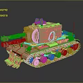 Detailed Golden 3D Rendered Military Tank Model With Tracks And Cannon