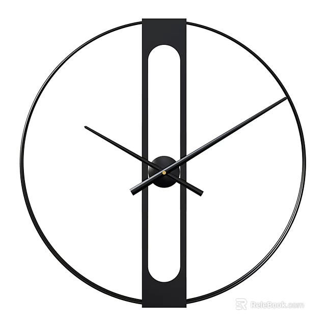 Modern Black Minimalist Wall Clock With Circular Frame And Metallic Hands 3d model 