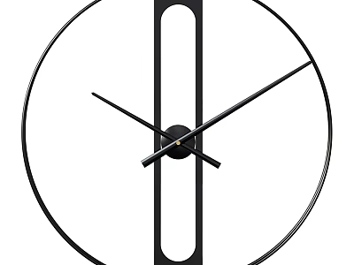 Modern Black Minimalist Wall Clock With Circular Frame And Metallic Hands 3d model