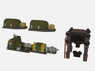 Green Heavy Duty Industrial Equipment With Motors Mechanical Components And Metal Frames 3d model