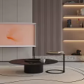 Modern Living Dining Room Interior With Beige Sofa Decorative Paintings Round Rug And Dining Chairs