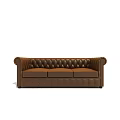 Classic Brown Leather Multi Seater Sofa With Tufted Design And Rounded Armrests 3d model