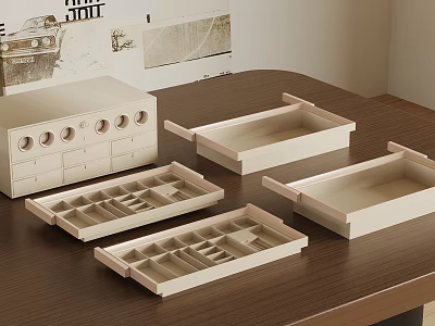 Minimalist Wooden Decorative Ornament Sets With Storage Trays For Desktop Organization 3d model