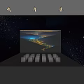Starry Sky Themed Exhibition Space With Large Projection Screen And Seating Chairs