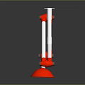Red And White Game Movie Character With Flexible Mechanical Arm Joints Plastic Base Dark Background