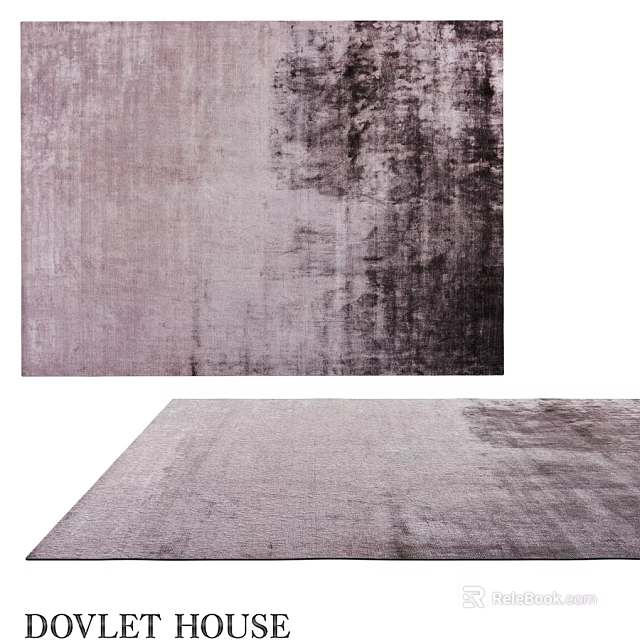 Soft Light Purple Square Rug With Dark Gray Distressed Pattern For Home Decor 3d model 