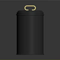 Elegant Black Ceramic Vessel With Gold Handle And Striped Surface Design