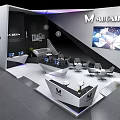 Modern Exhibition Booth Design With MADEAIN Logo Digital Screens And Furniture