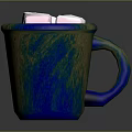 Blue And Green Textured Ceramic Mug With White Sugar Cubes For Daily Use