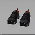 Gray And Navy Blue Sports Shoes With Orange Lining Red Laces Mesh Design Black Sole