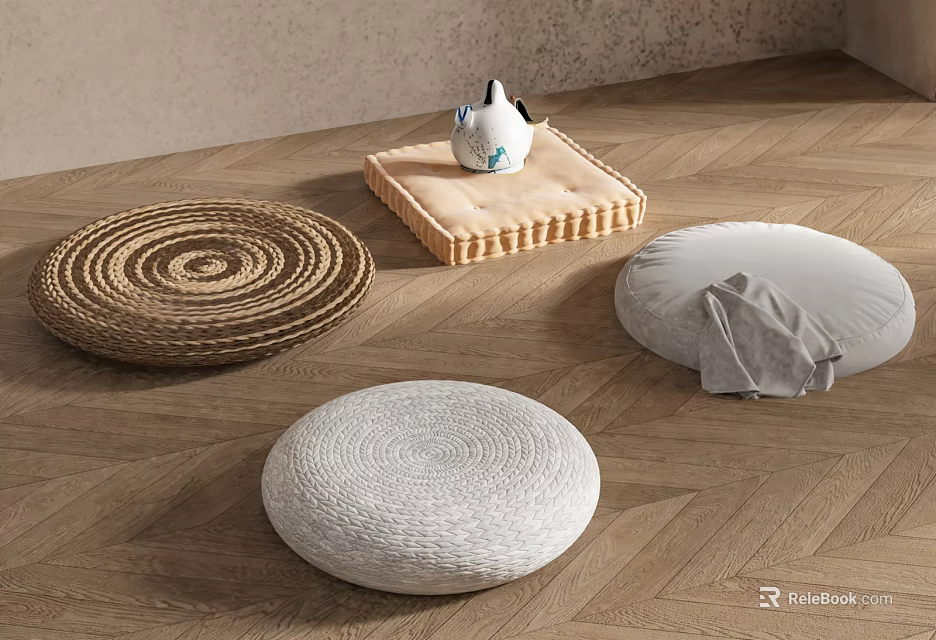 Woven Cushion Decorative Set With Natural Style Ornament And Textured Design For Home Decor 3d model 
