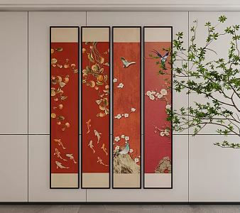 New Chinese Style Decorative Hanging Painting 3d model