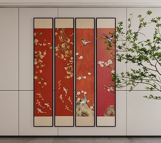 New Chinese Style Decorative Hanging Painting 3d model