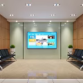 Comfortable Indoor Lounge Area With Wooden Walls Large Screen TV Black Seats And Potted Plants