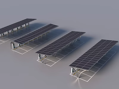 Parking shed awning electric carport solar panel charging pile 3d model