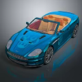 Blue Convertible Car With Open Top Tan Interior And Shiny Exterior