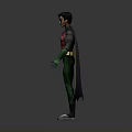 Cartoon Superhero Character Wearing Red Top Green Pants And Yellow Belt With Green Gloves And Cape