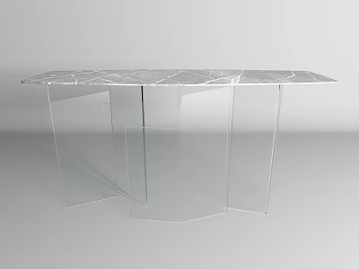 Modern Side Table With Marble Top And Clear Glass Legs For Living Room Decor 3d model