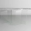 Modern Side Table With Marble Top And Clear Glass Legs For Living Room Decor