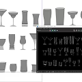 Various Types of Transparent Glass Cups in Different Shapes and Sizes