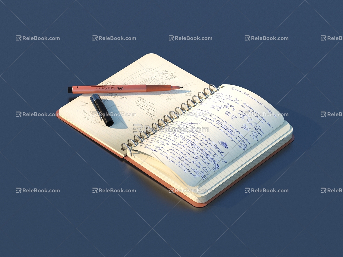 Book Notebook Stationery Sketches Office Supplies 3d model