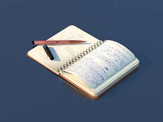 Book Notebook Stationery Sketches Office Supplies 3d model