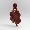 Artistic Clover Shaped Red Pendant Art Installation With Intricate Texture And Hanging Loop