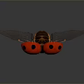 Red Ladybug With Black Spots And Spread Wings On Gray Gradient Background 3d model