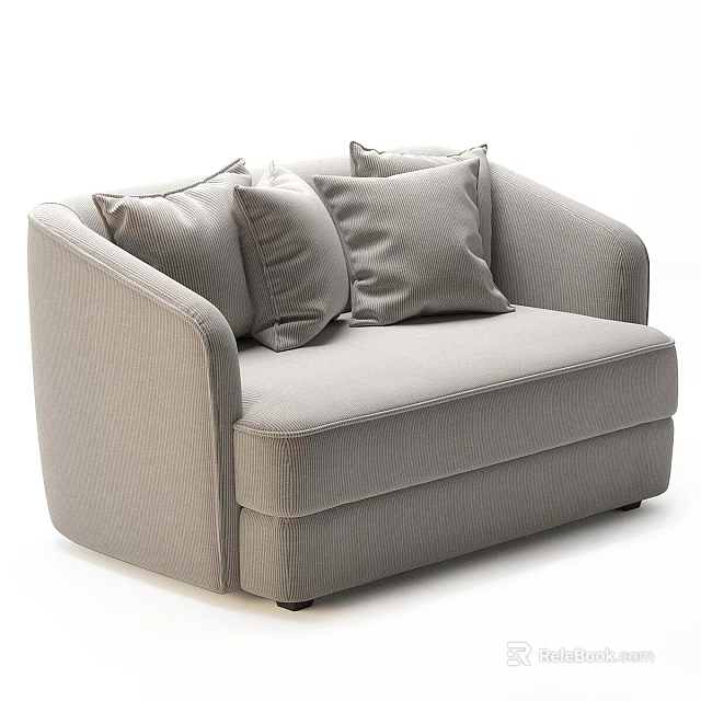 Elegant Modern Gray Striped Single Sofa With Soft Pillows Armrests And Cozy Design 3d model 