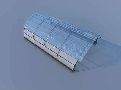 Transparent Curved Canopy Structure With Metal Frame And White Panels 3d model