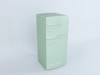 Light Green Vintage Style Double Door Refrigerator Freezer With Metal Handles 3d model