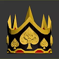 Golden Spiked Crown With Ornate Spade Design And Red Accents