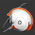 White Helmet with Red and Yellow Stripes Modern Sporty Protective Headgear Design