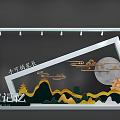Ancient Town Memory Event Entrance With Traditional Buildings Moon And Mountain Design